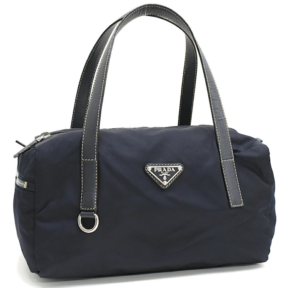 Prada handbag TESSUTO SAFFIANO navy blue triangle plate
